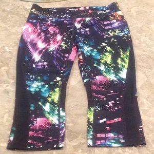 Fila Sport capri black printed leggings, XS.